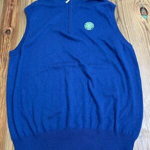 Peter Millar Sweater Vest Golf Luxe Blend Men's XL 1/4 Zip US Mid Amateur Blue